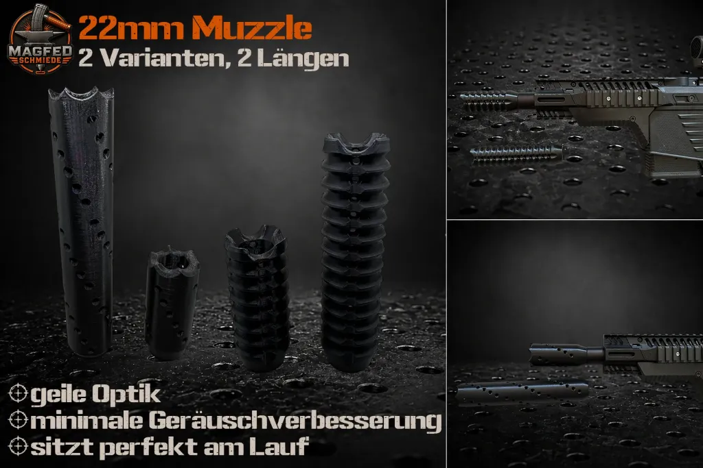 22mm metrische Muzzle / Schalldämpfer / Hammerhead OneShot Magfed Zubehör